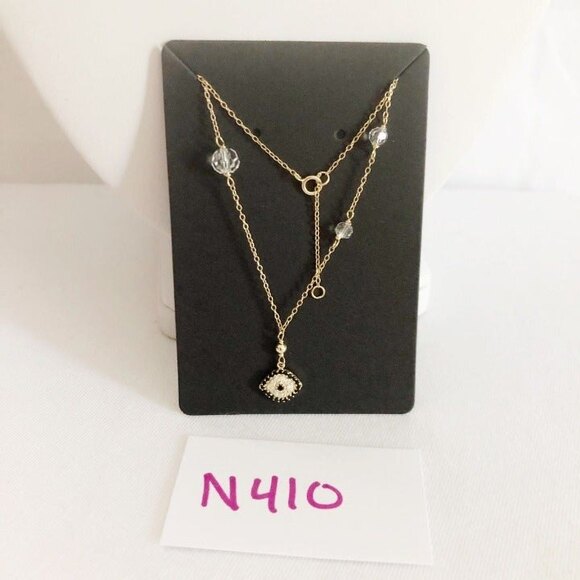 Dainty Third Eye Rhinestone Necklace Gold Tone - Picture 6 of 7